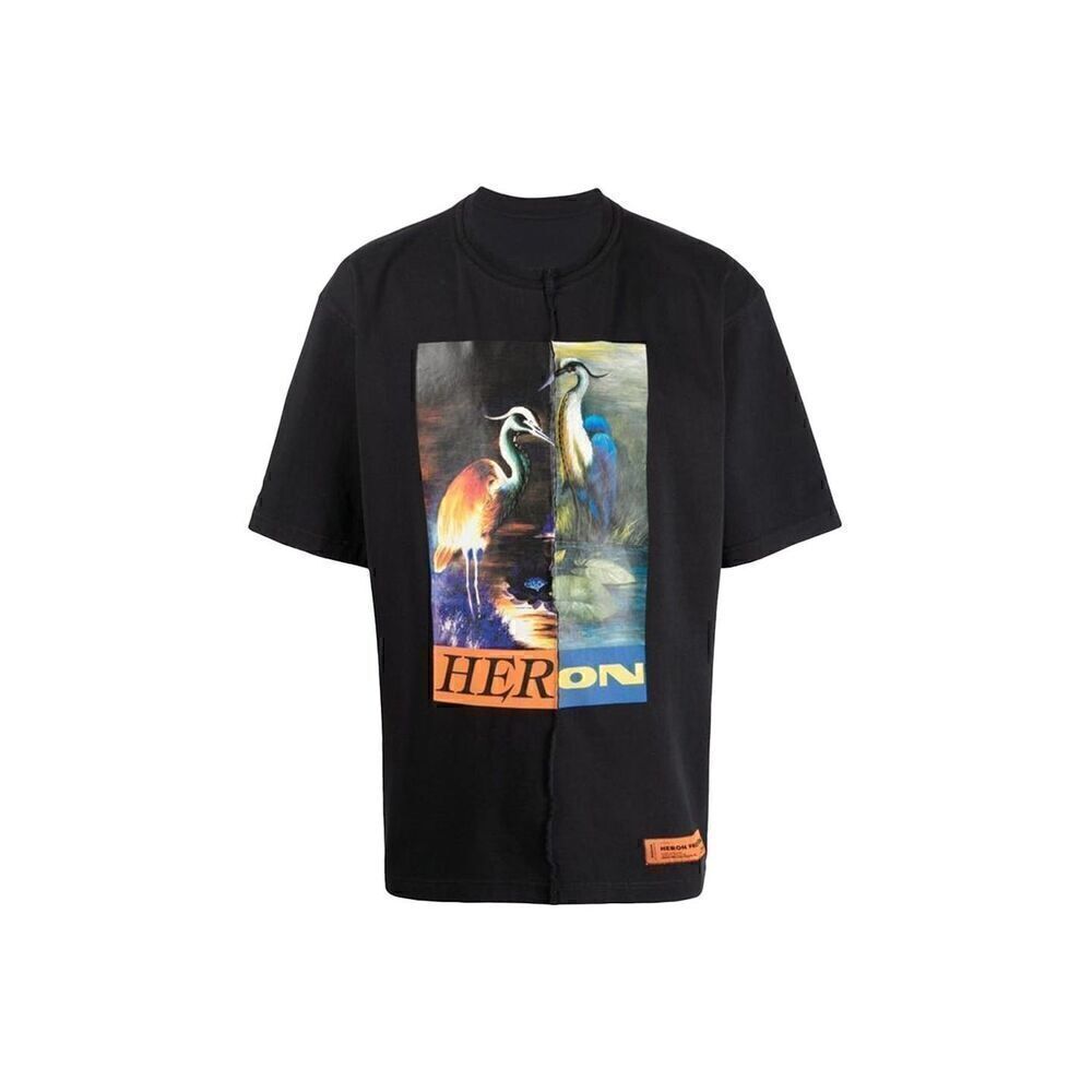 Heron Preston Split Herons Oversized T-Shirt graphic print patchwork T-shirt￼